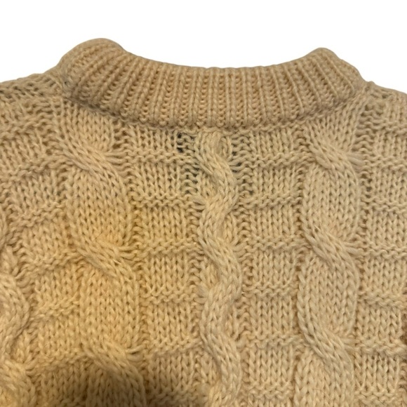Les-knit ltd. Icelandic wool crewneck cable knit fisherman sweater M vintage - Picture 4 of 10